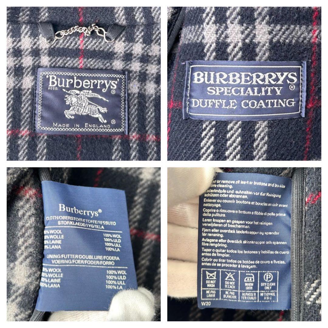 希少✨　バーバリーズ　ダッフルコート　ノバチェック　英国製　ロング　ネイビー