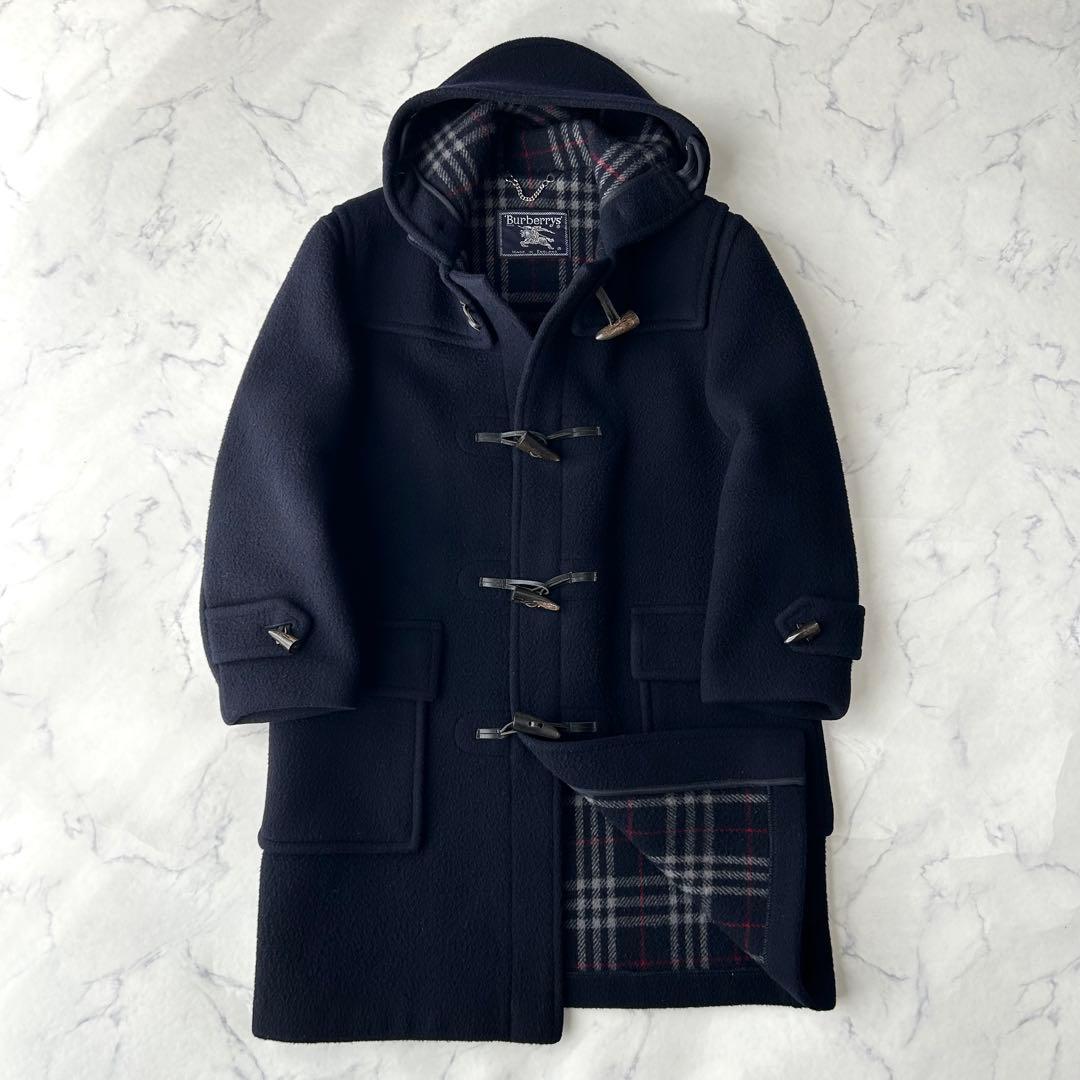 希少✨　バーバリーズ　ダッフルコート　ノバチェック　英国製　ロング　ネイビー