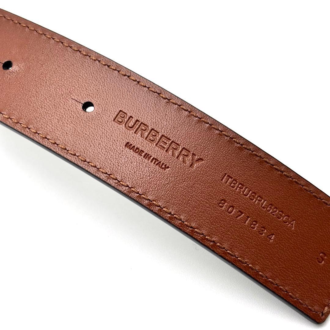 現行・未使用に近い バーバリー リバーシブル 2way 本革 ベルト TB金具