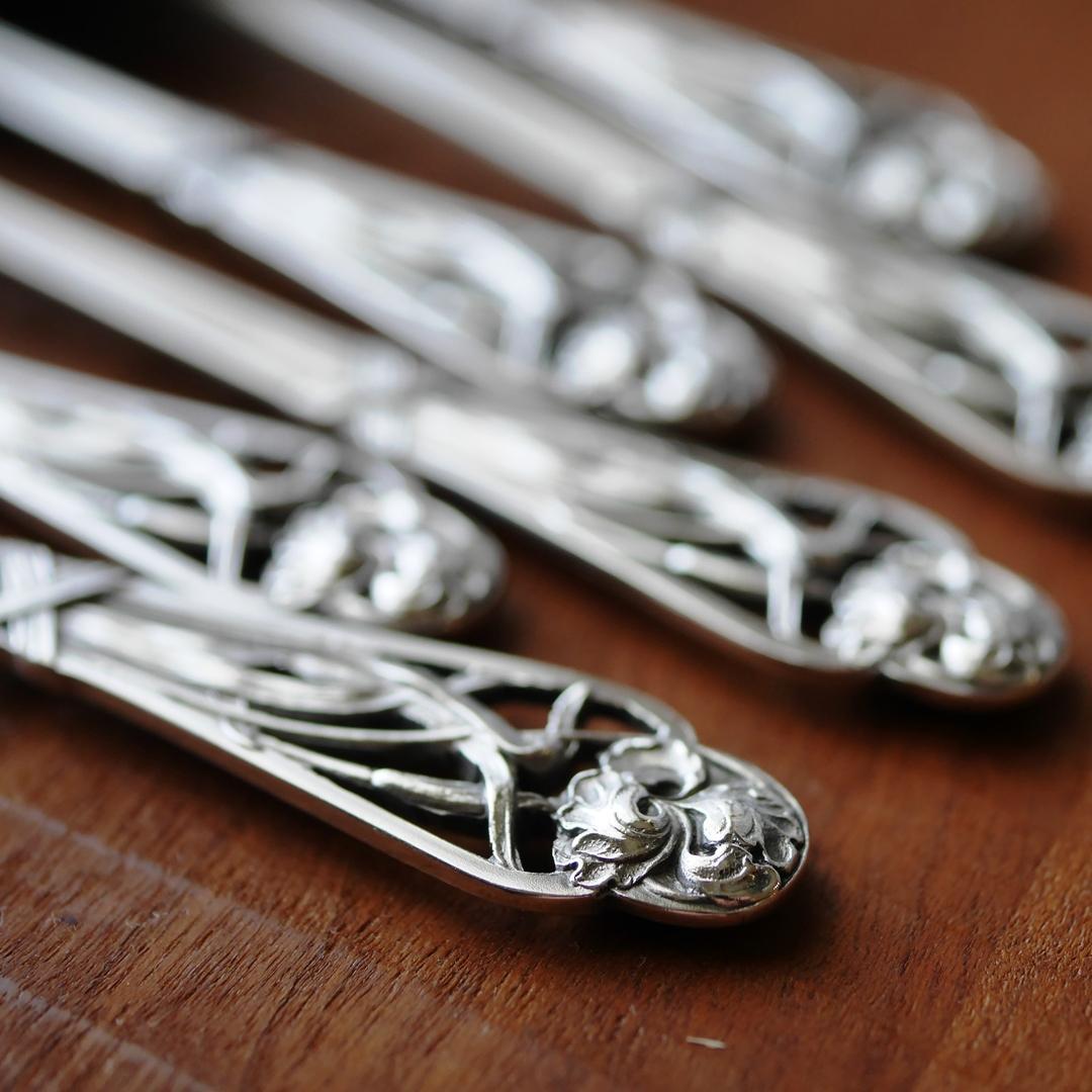 ◆アンティークシルバー◆ティースプーン6本セット◆フランス◆純銀950◆