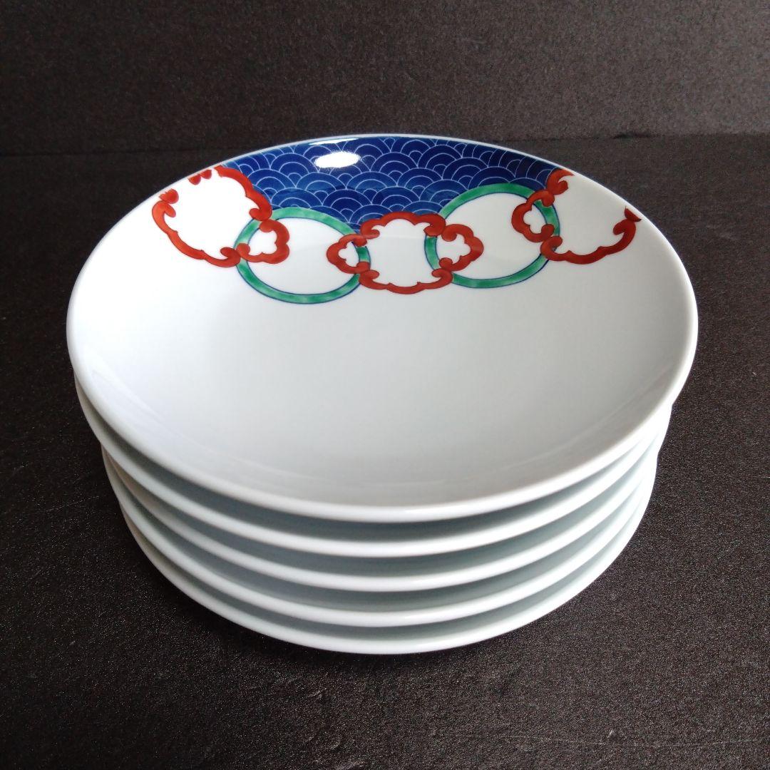 未使用 鍋島焼紫芳舎 伊万里 彩鍋島 中皿5枚 銘々皿　お祝い