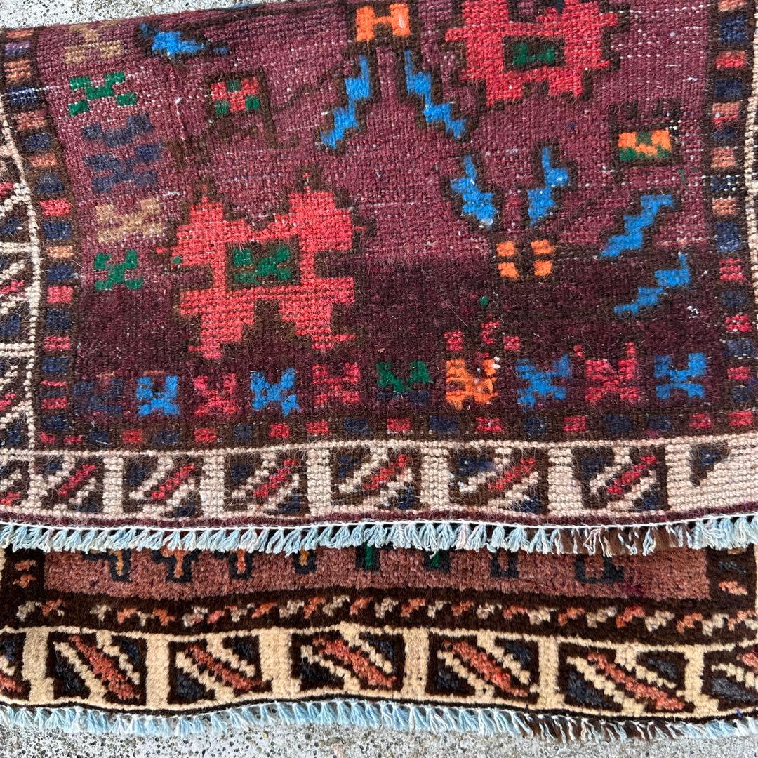 59x44cmトライバルラグ手織り絨毯 ヴィンテージ 手織り絨毯年代トルクメン