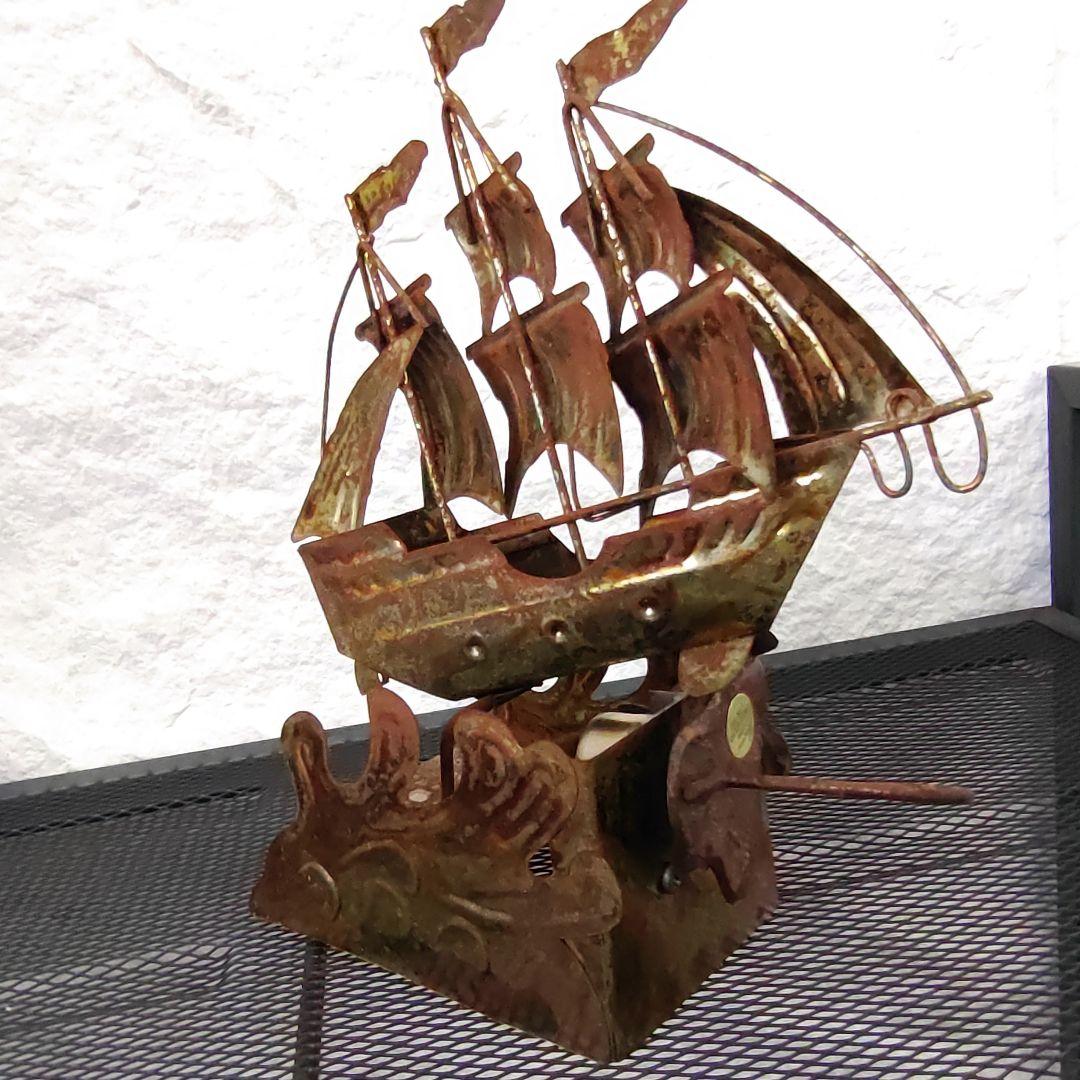 【アンティーク 帆船ブリキ】オルゴール 可動細工 動作確認済