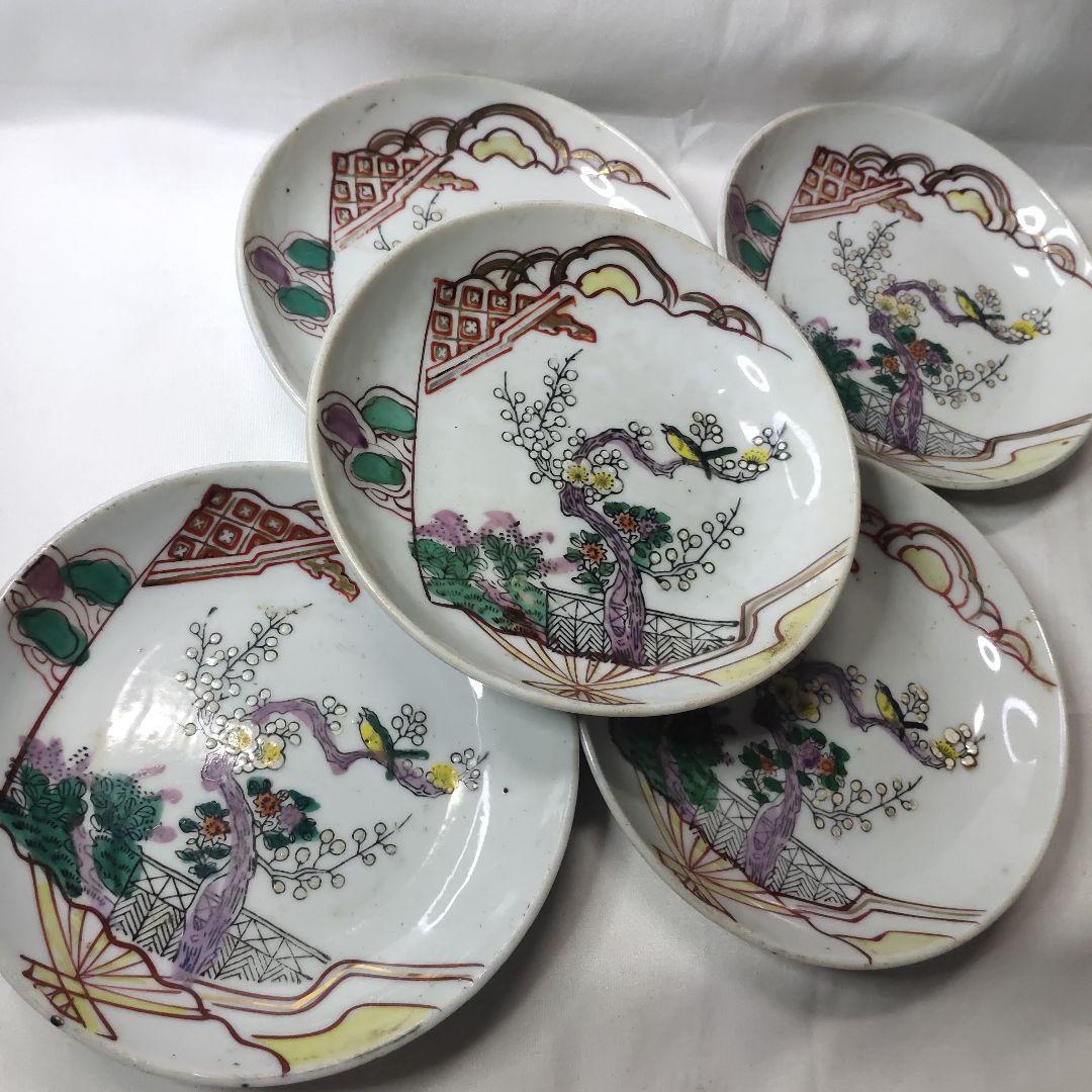 清朝磁器 中国骨董 粉彩小皿 花鳥図 手描き アンティーク コレクター放出 美品