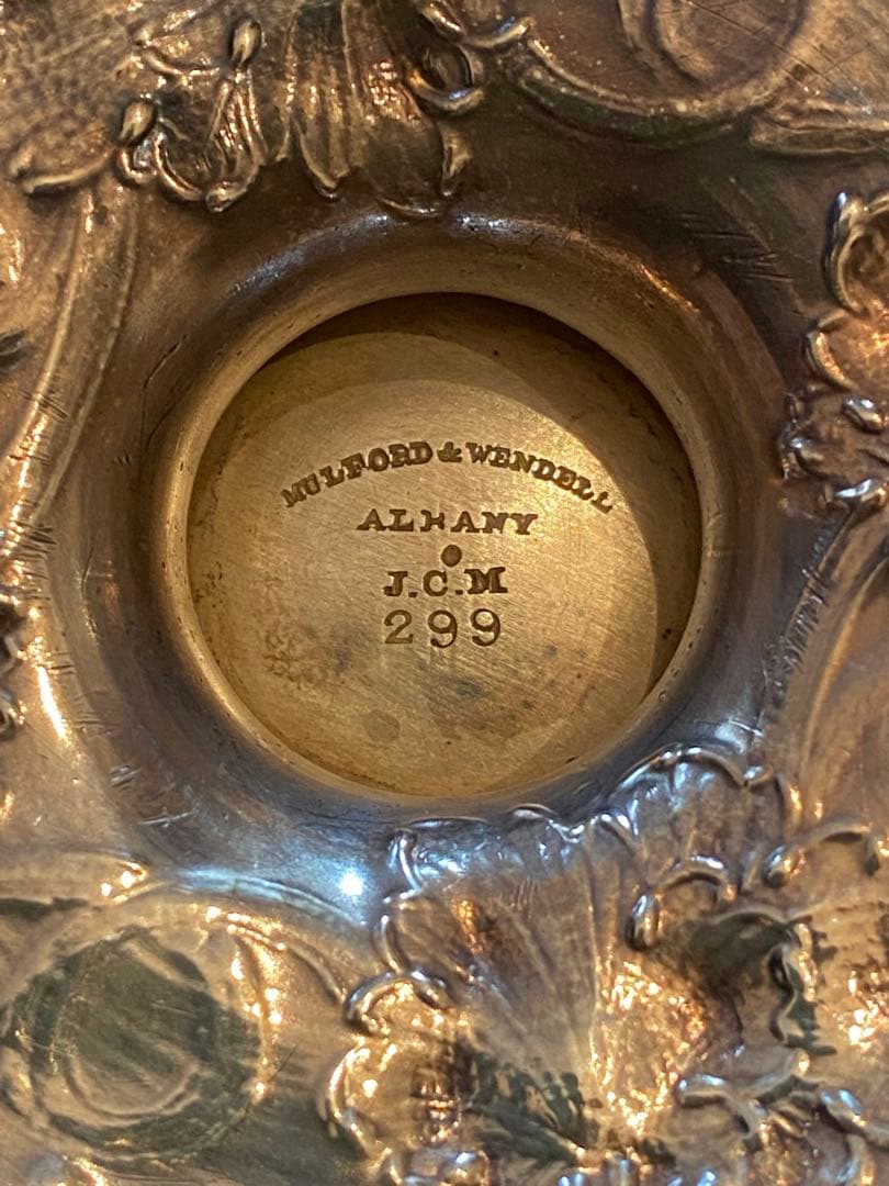 ①Tiffany／純銀製 コンポート ②米国／純銀製 ティーストレーナー