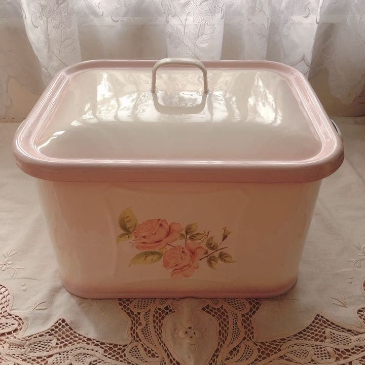 お値下げ♡新品イマンダイアナローズホーローミディ缶琺瑯マニーローズバスケット薔薇