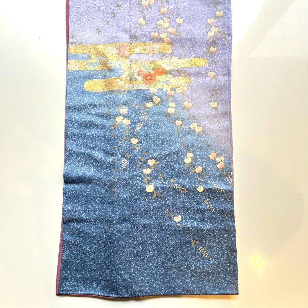 薄紫色の花柄京友禅訪問着・花柄刺繍帯・帯揚げ・帯締め・長じゅばんフルセット
