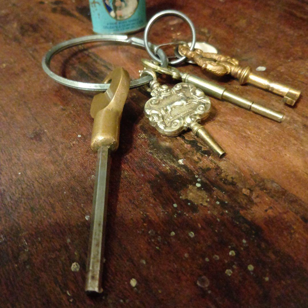 希少アメリカ製アンティーク キー4本セット☆馬ブラス鍵　真鍮