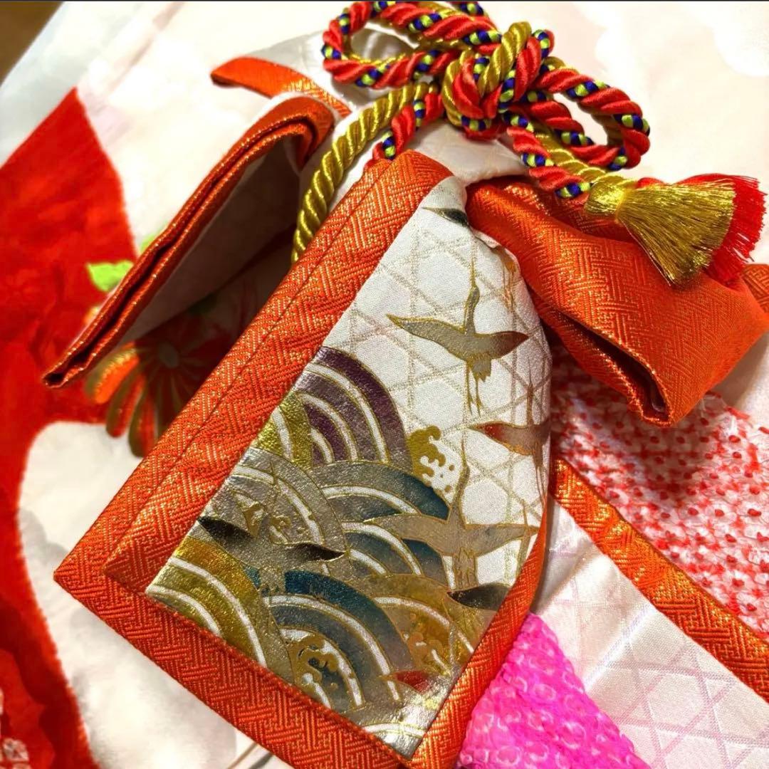 【高級】お宮参り 七五三 3歳 着物セット 紅白 金駒刺繍 絞り