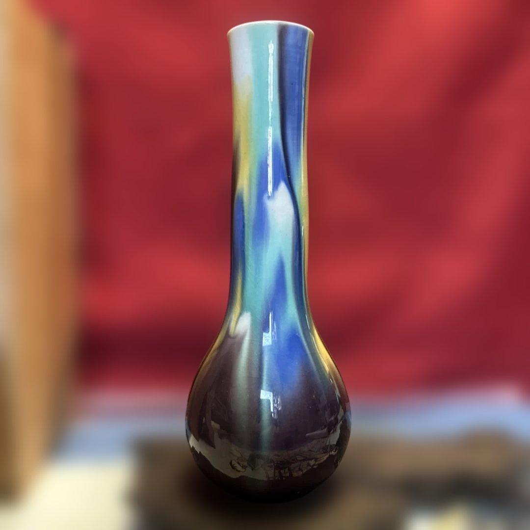 人間国宝九谷三代目八十吉(正彦)陶器花瓶　処分セール中