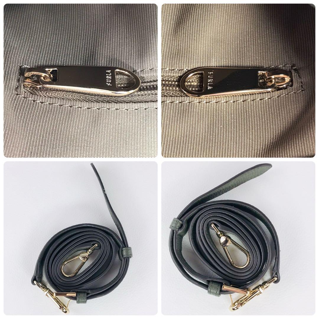 極美品 FURLA フルラ ダフネ 2way ショルダーバッグ レザー カーキ