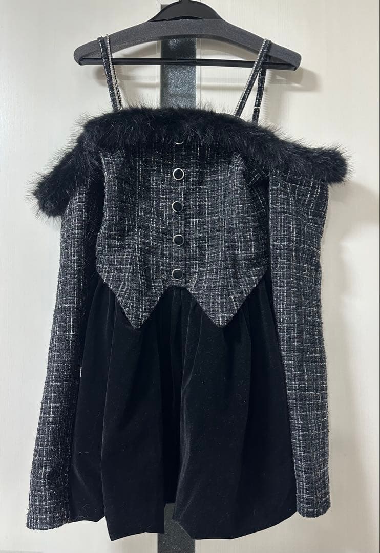 EATME ビジューストラップミニワンピース ブラック