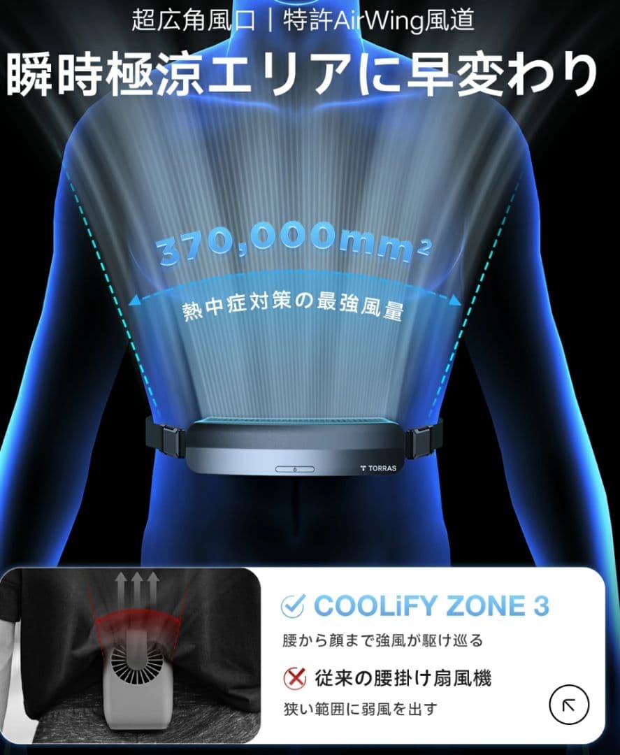2025 TORRAS 腰掛け扇風機 ベルトファン ウエストファン