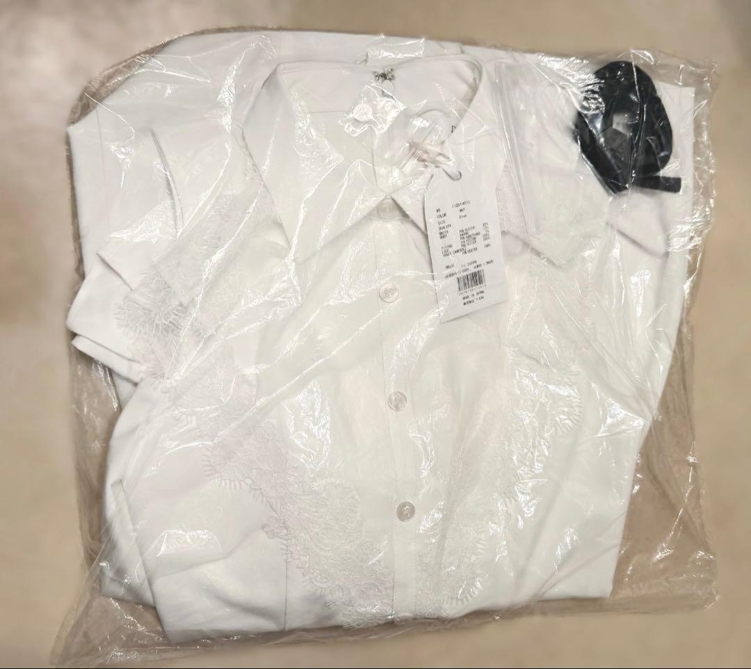 Darich ショルダースカラップフリルシャツミニワンピース ホワイト