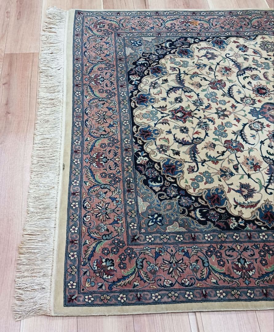 Y2954 高級 パキスタン産 ウール 手織り 大判 224×140㎝