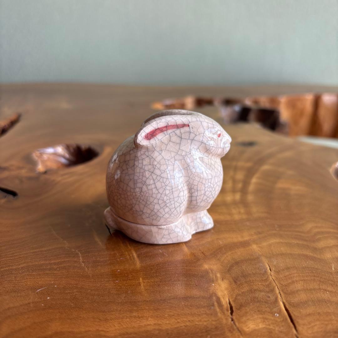 干支香合 卯年 「玉兎」桂楽造 楽焼 茶道具 共箱