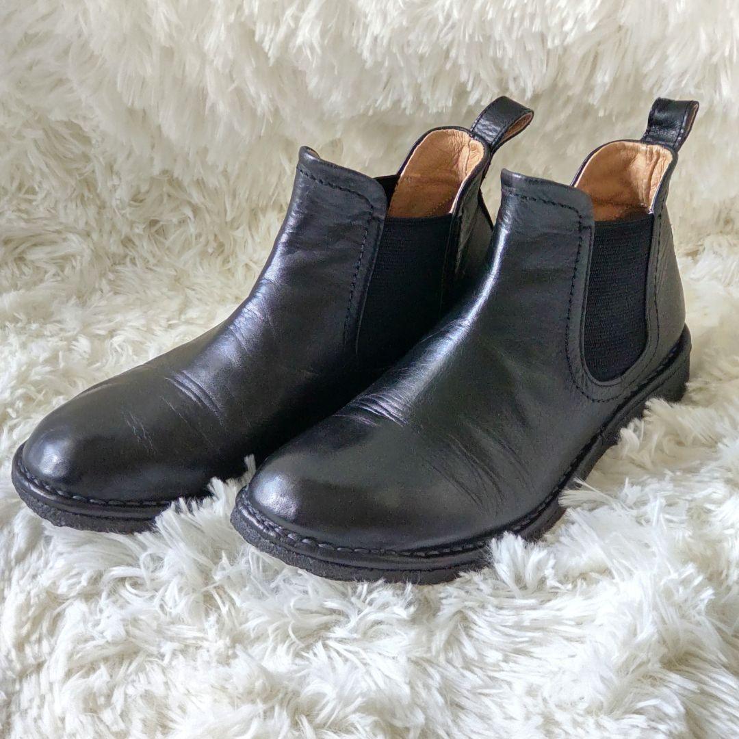 Saya サヤ　プラット製法ブーツ　本革　黒　ブラック　23.5