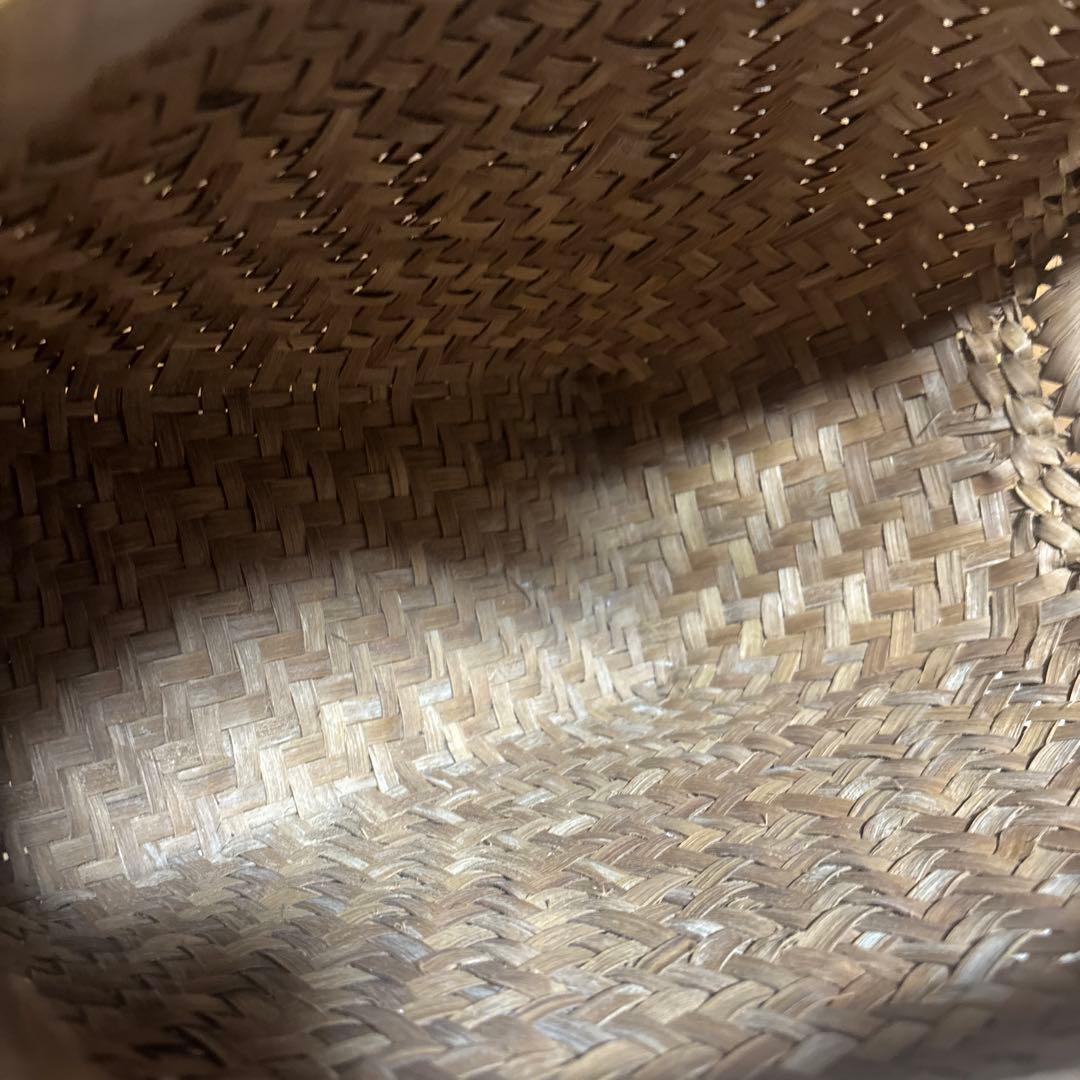 山葡萄 籠半月口バック網代編・や まぶどう籠・美品 かごバッグ