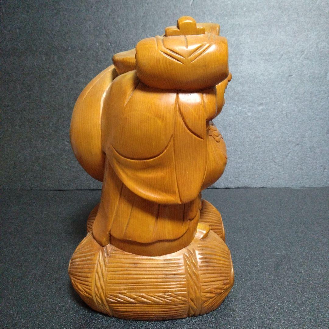 木製 大黒天　縁起物　商売繁盛　お祝い　開運　高さ約30cm　置物 七福神　幸運