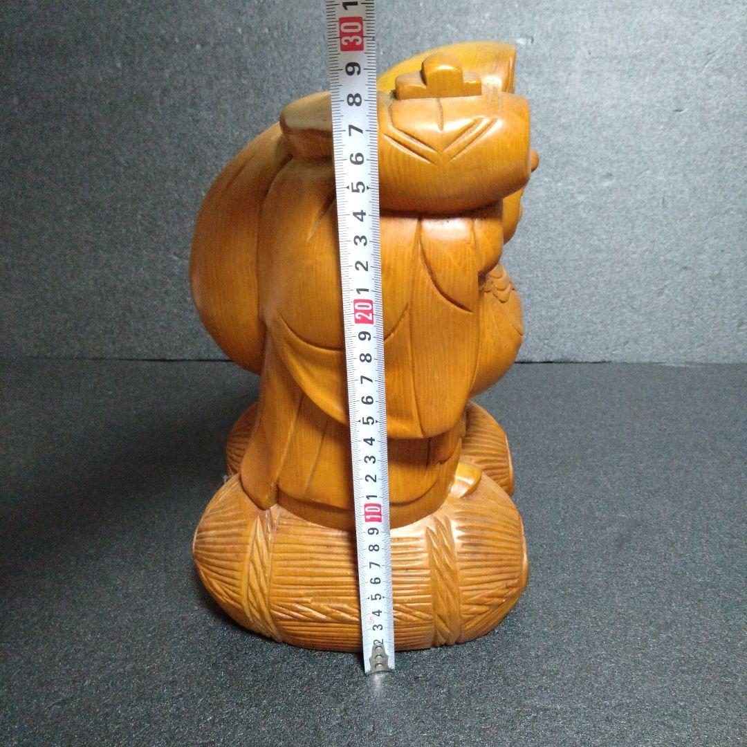 木製 大黒天　縁起物　商売繁盛　お祝い　開運　高さ約30cm　置物 七福神　幸運