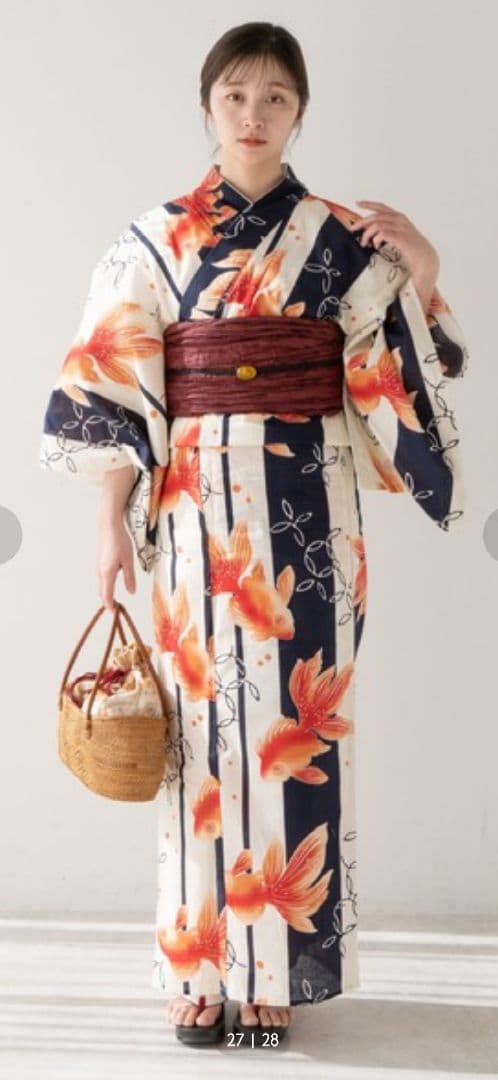 ゆかた館グレース　金魚柄　浴衣5点セット　Мサイズ　新品