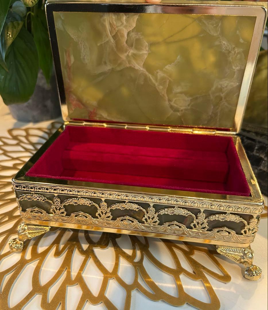 大理石 アンティーク　オニキス　グリーン　ジュエリーボックス　小物入れ