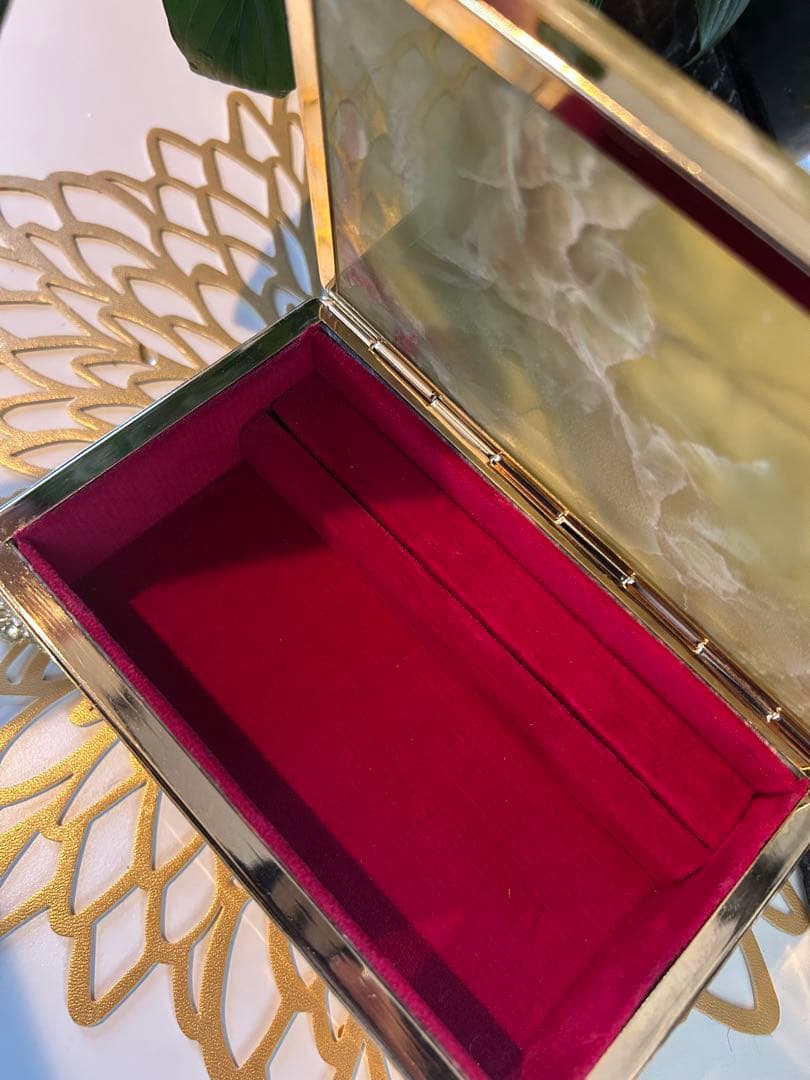 大理石 アンティーク　オニキス　グリーン　ジュエリーボックス　小物入れ