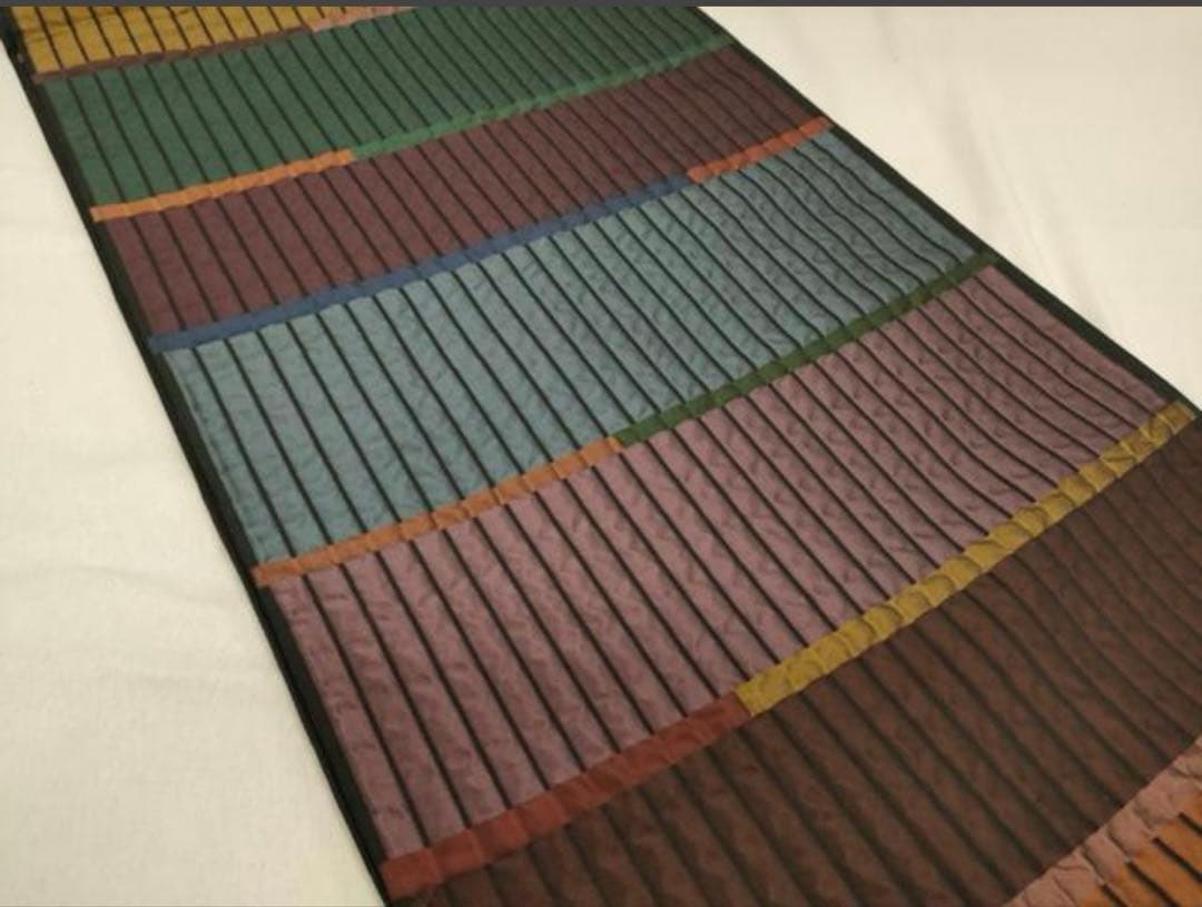 希少モデルサイズ　かっこいいセットしつけ糸付未使用大島紬　未使用お洒落袋帯