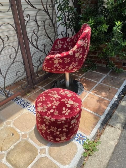 カウンターチェアー 昭和初期風 スナック カラオケ イス椅子モケット風