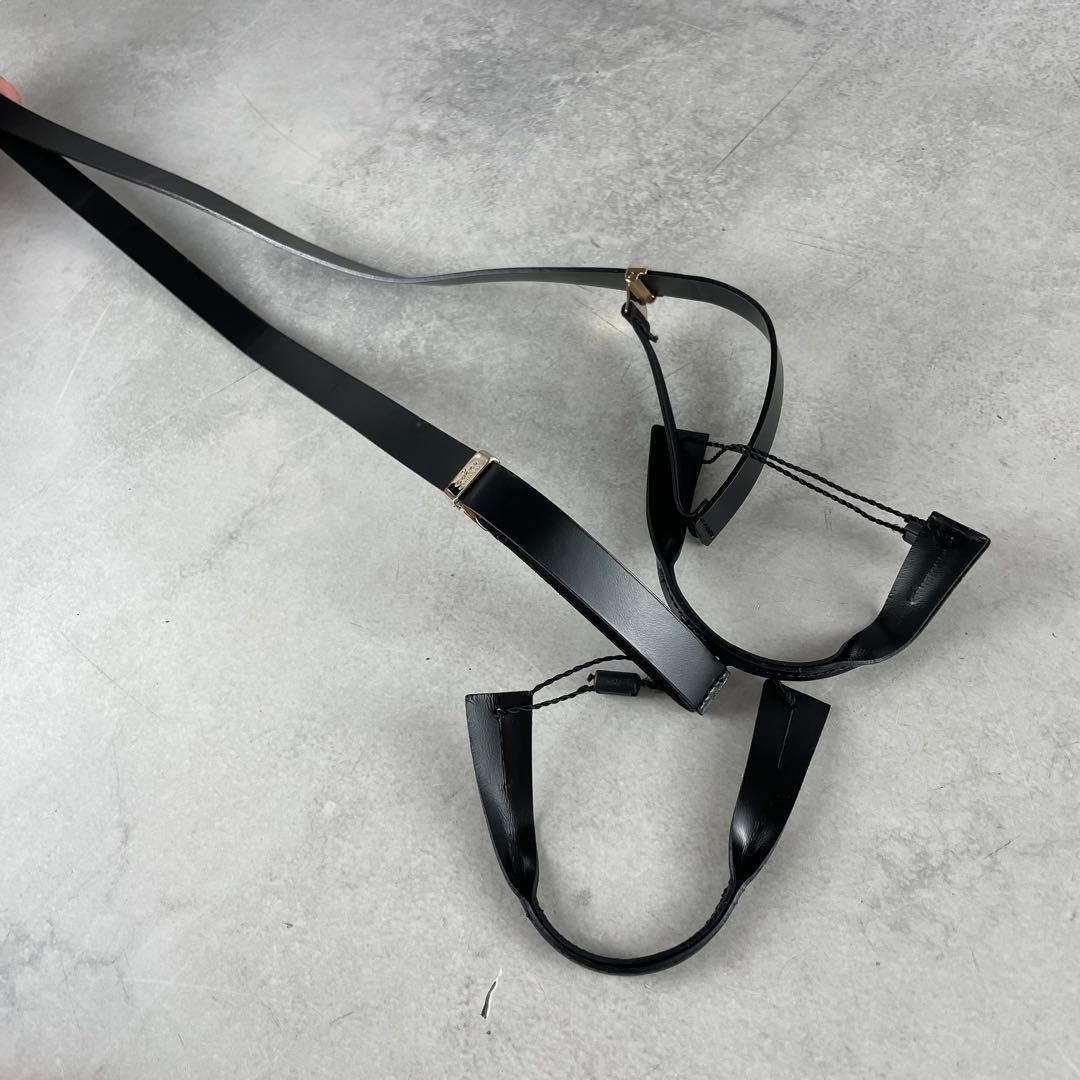 入手困難✨ GUCCI グッチ サスペンダー パテントレザー メンズ ブラック