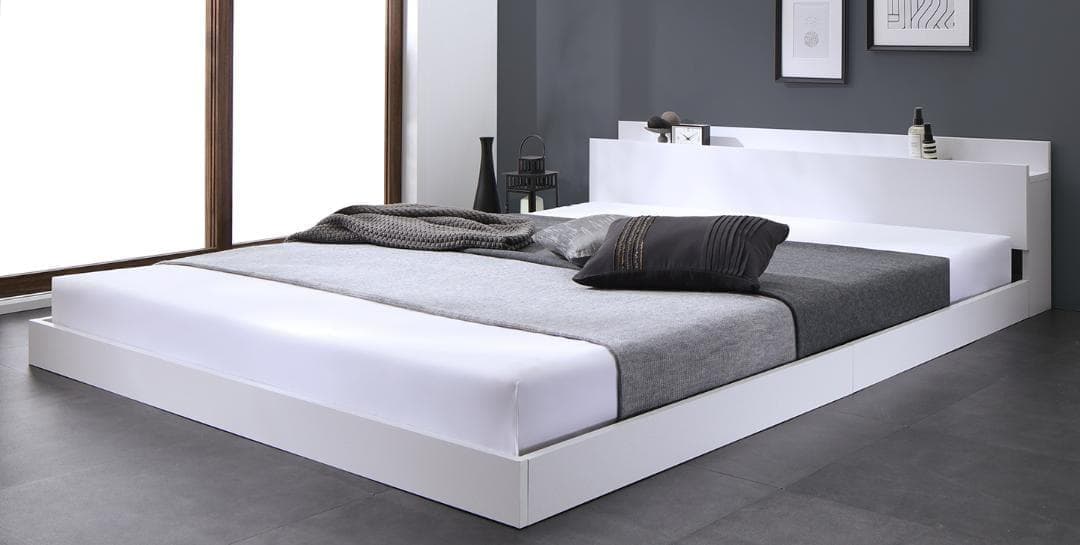 セール！新品 送料込 セミダブルベッド マットレス付 棚 コンセント付 ww