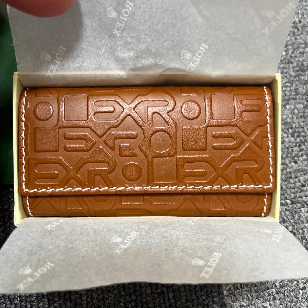 ROLEX ブラウンレザーキーケース+ ハンカチ2枚