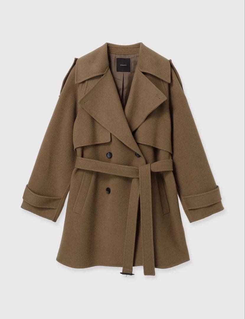 anuans リバーウールミドルトレンチコート　キャメル