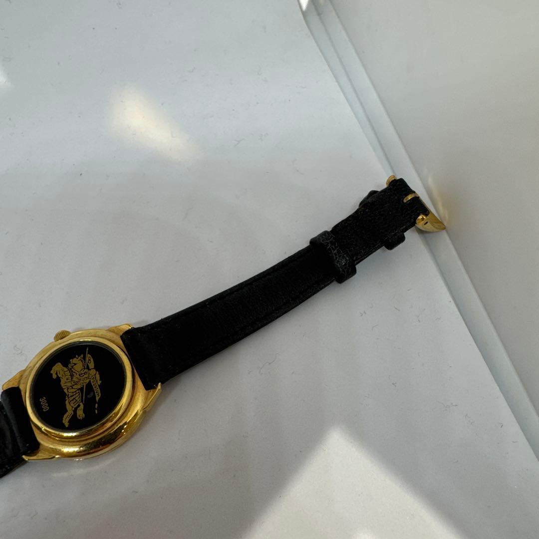 Burberry's ブラックレザー時計 ヴィンテージ バーバリー