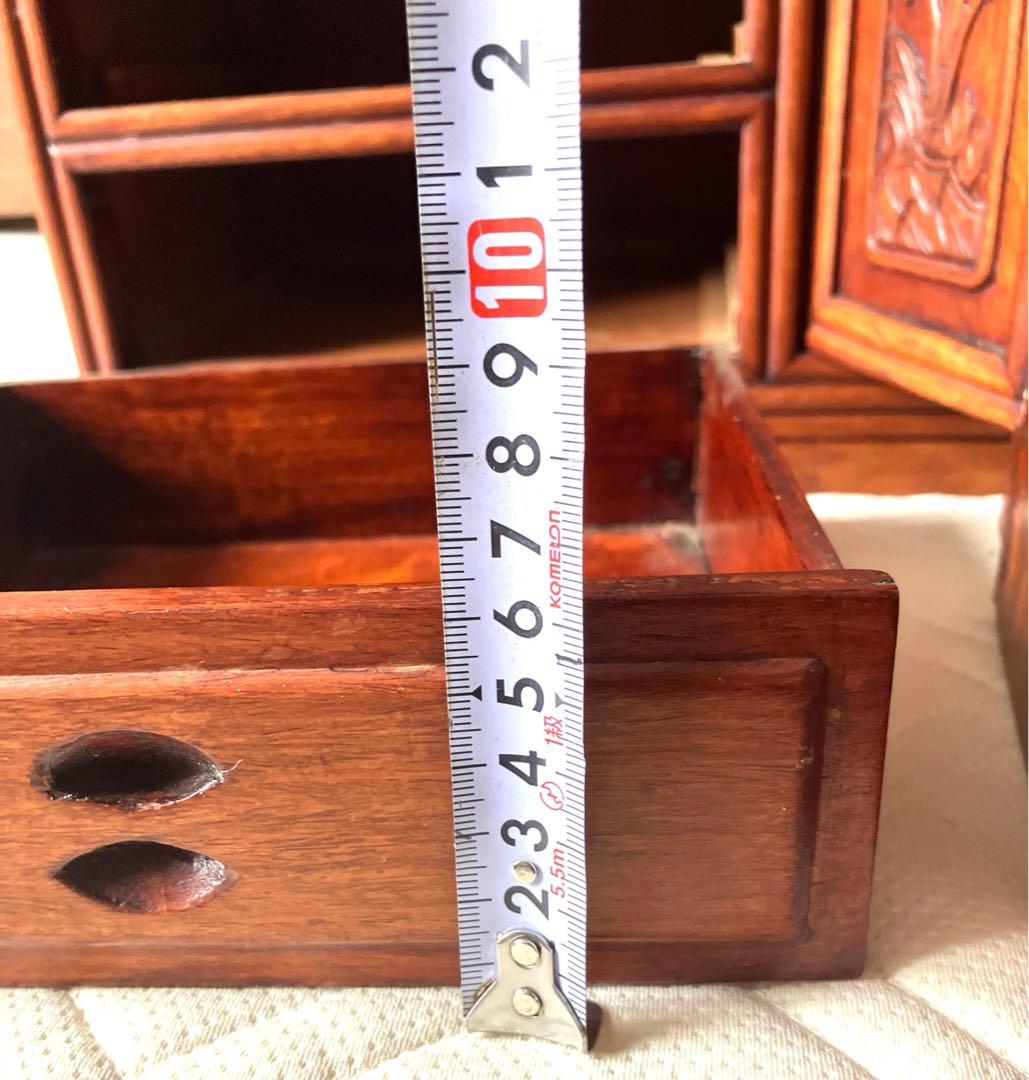 美品 唐木家具 本花梨 総無垢 茶棚 高級 茶道具 飾り棚 彫刻 煎茶道具骨董