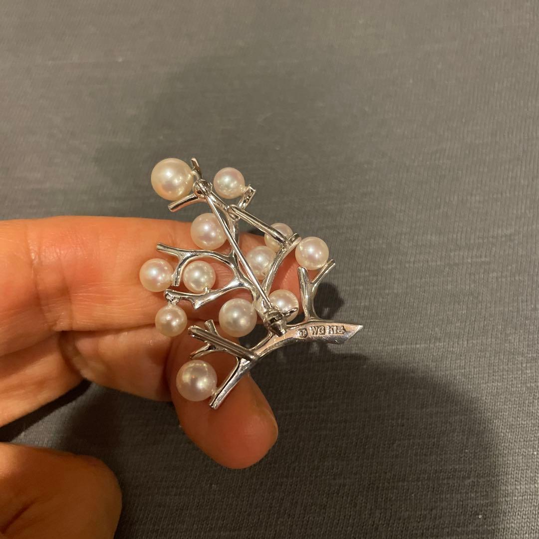 MIKIMOTO ミキモトWG14金 パール　ブローチ　幸福の木　希少