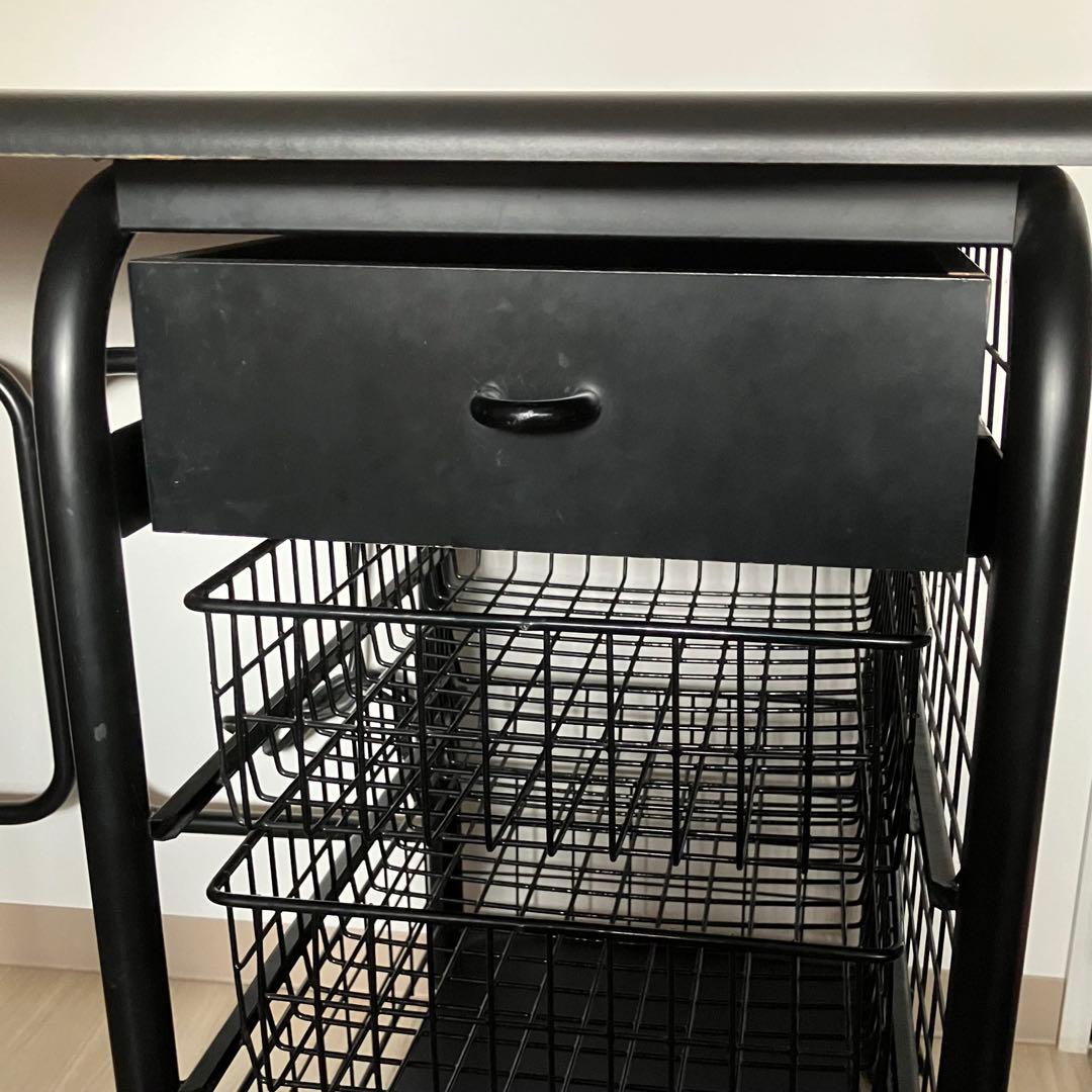 ブラックスチールパソコンデスク 引き出し付き