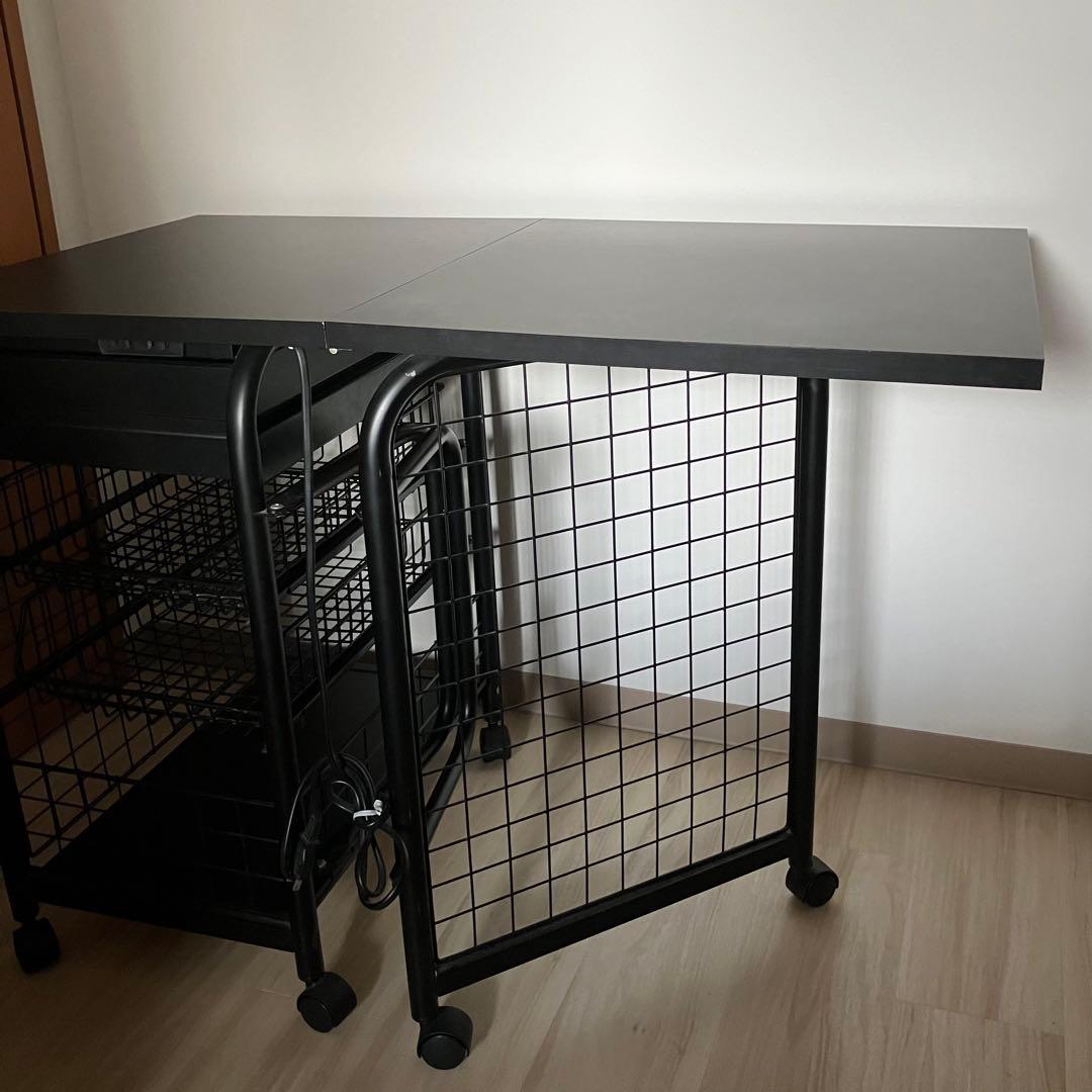 ブラックスチールパソコンデスク 引き出し付き