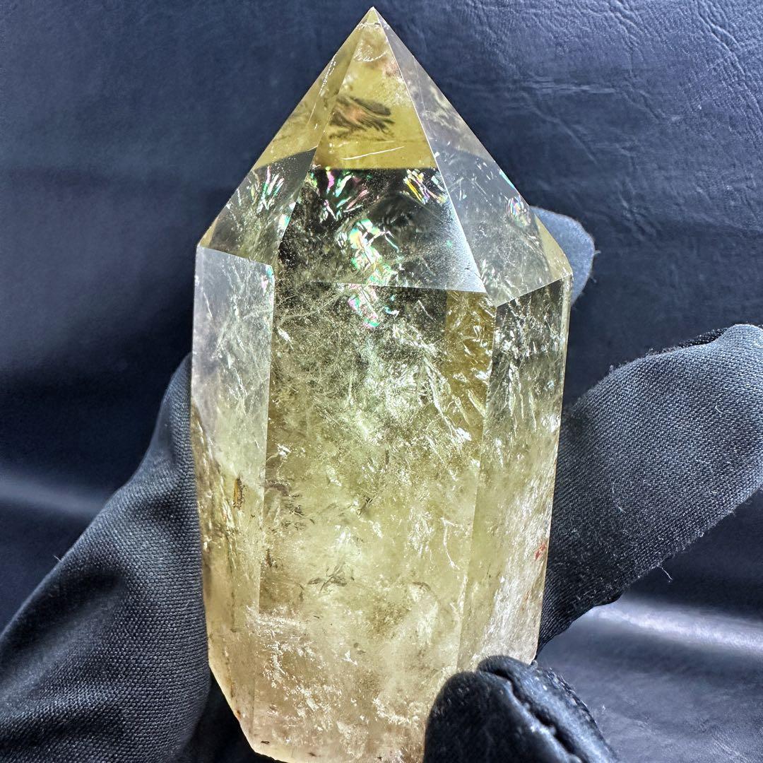 【金運·浄化】シトリン☆黄水晶 六角柱レインボー☆ファントム 超パワーA1159