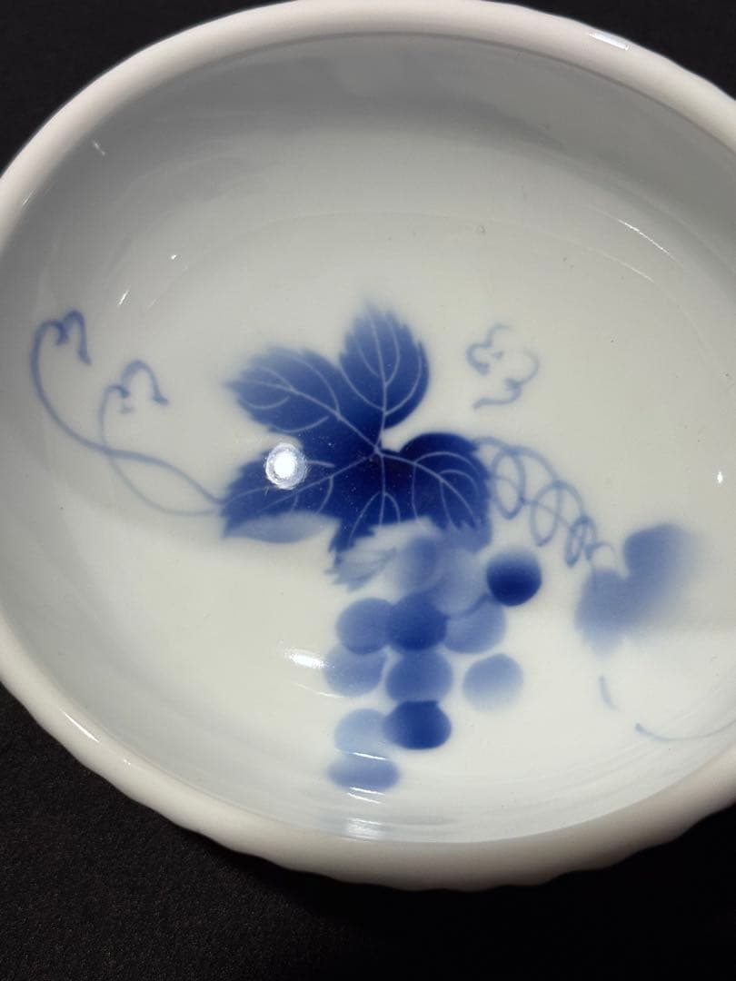 深川製磁　ブルーワイナリー　角大皿（一房　二房）　ペア　小付　葡萄