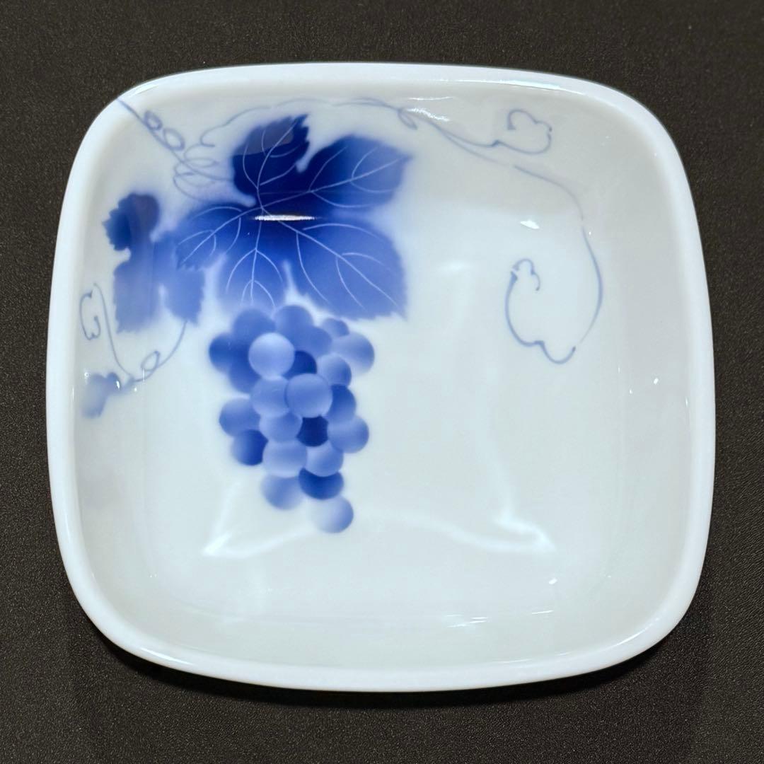 深川製磁　ブルーワイナリー　角大皿（一房　二房）　ペア　小付　葡萄