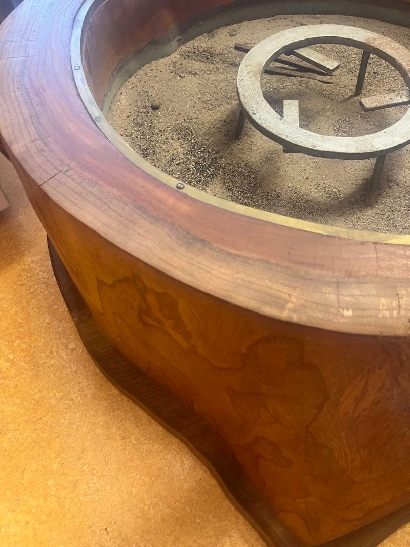 アンティーク　大型　火鉢　昭和レトロ　丸太　くりぬき火鉢　欅　ケヤキ　灰付き