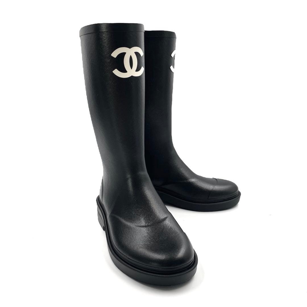 《未使用級》CHANEL シャネル レインブーツ ココマーク 黒 36 付属無し