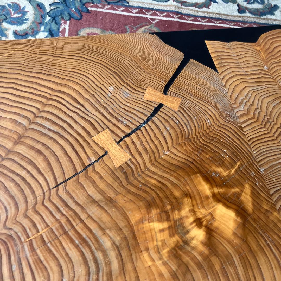 昭和レトロ 一点物 一枚板風テーブル 木製 座卓 古家具 ビンテージ 大型