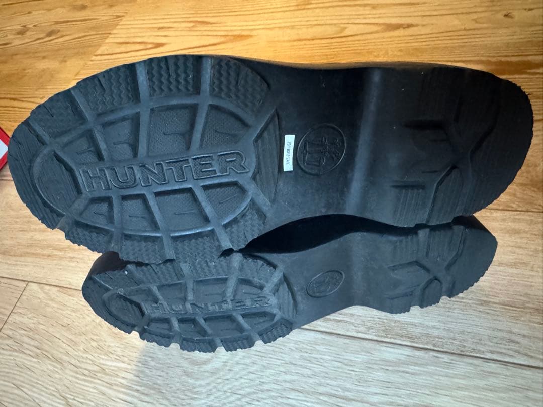 HUNTER ブラック 厚底ショートブーツ防水