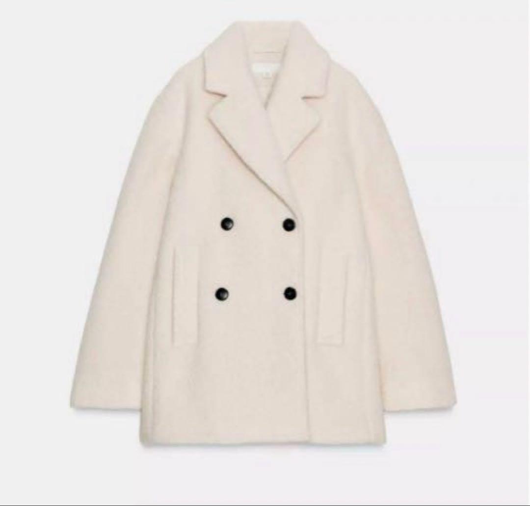 ZARA ブークレダブルブレストミディ丈コート M