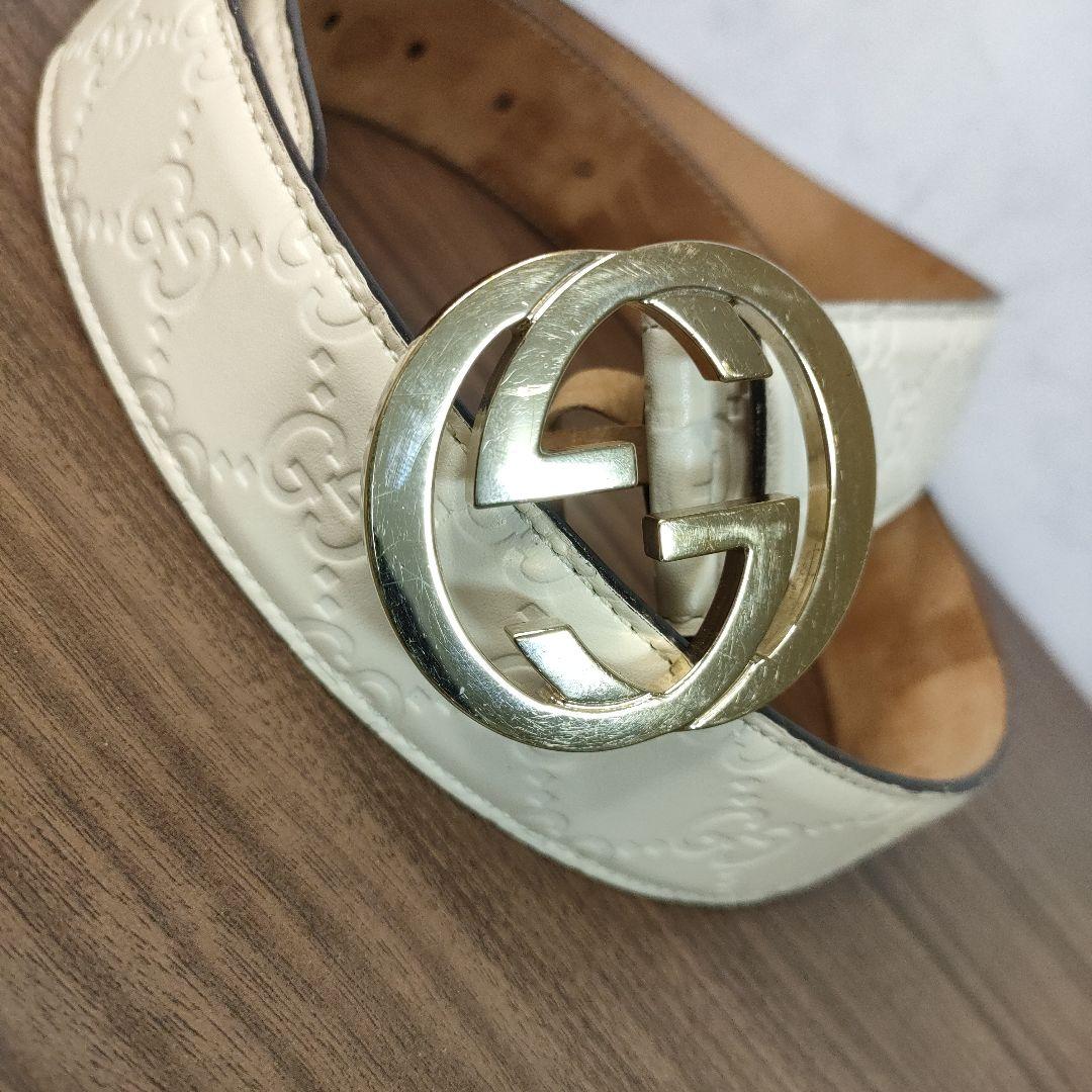 GUCCI グッチ インターロッキングG ベルト ホワイト