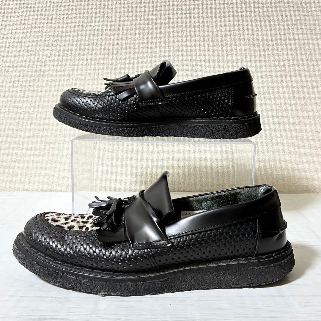 ジョージコックス×フレッドペリー タッセルローファー ハラコ レオパード 黒