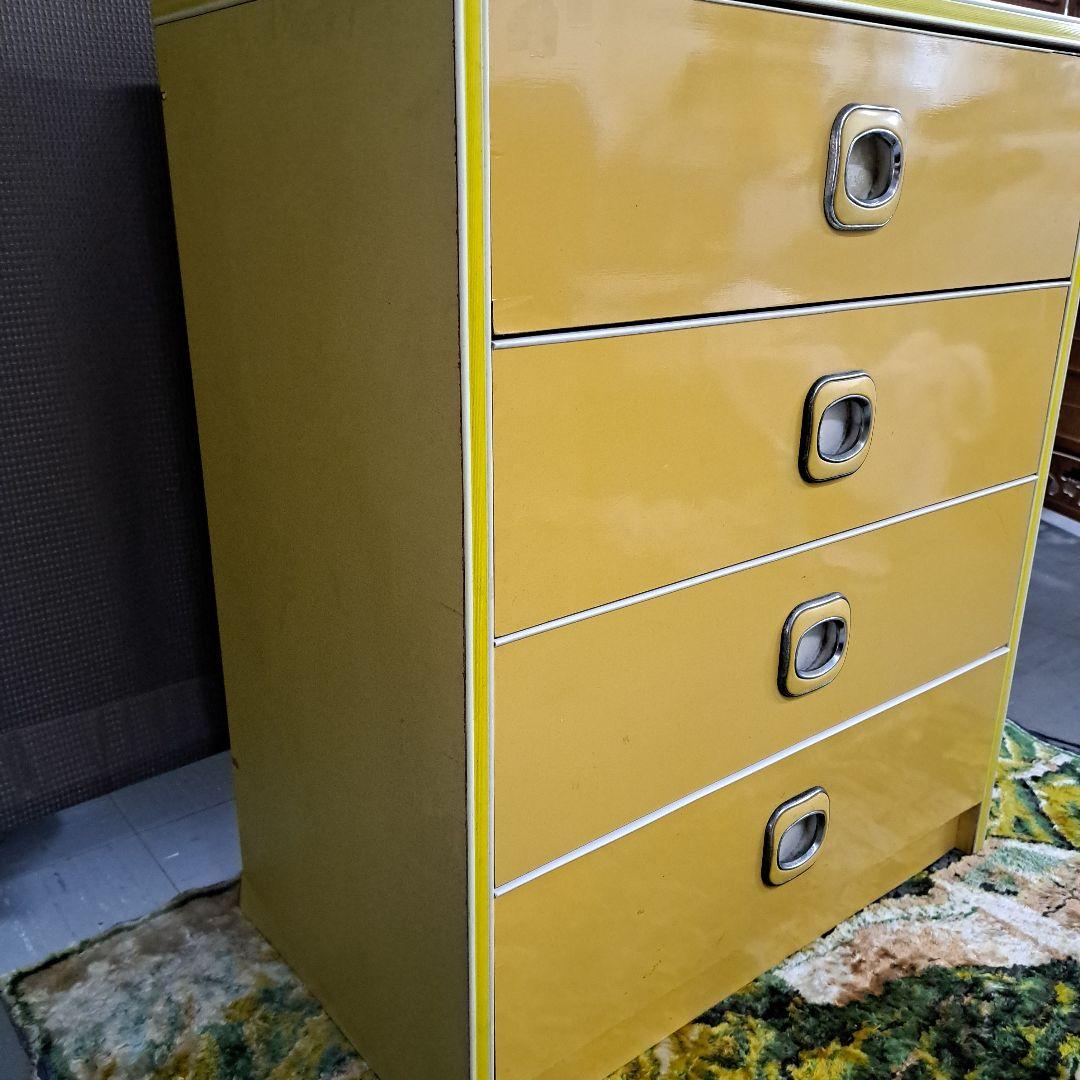 ♡昭和レトロポップ　黄色４段チェスト タンス♡