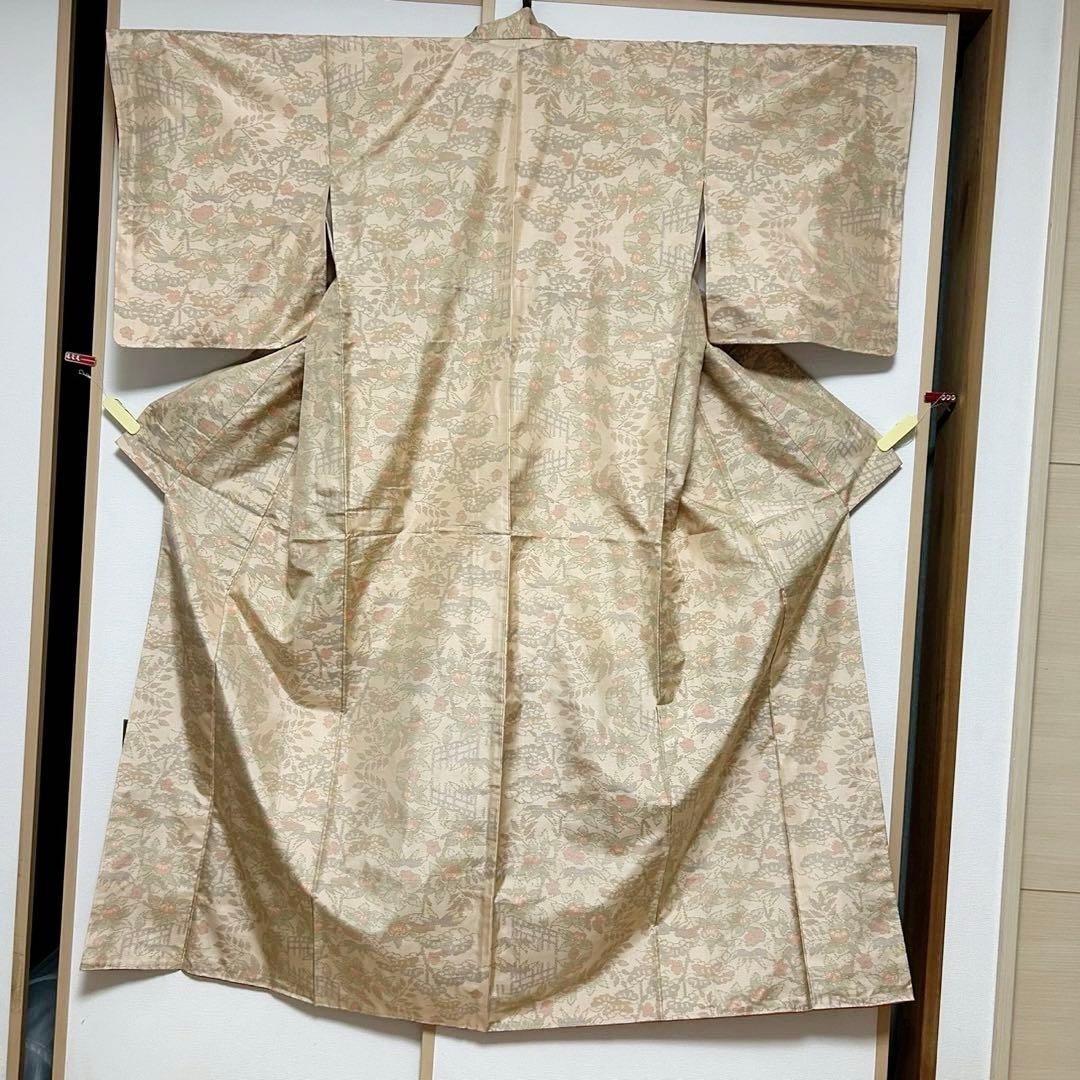 ひ*こ様 未使用　新品　美品　袷　大島紬　白紬　小紋　フルセット　身丈155.5